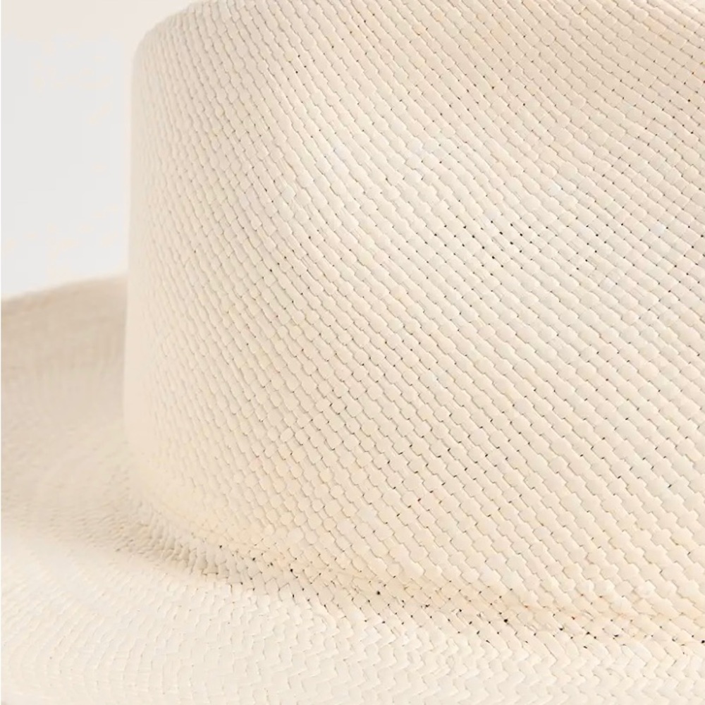 Janessa Leone Clifford Rancher Fedora Hat in Panama Straw In Bleach - Picture 2 of 8